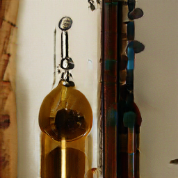 A metallic, pendulum-like object formed from chime and soup-bowl classes